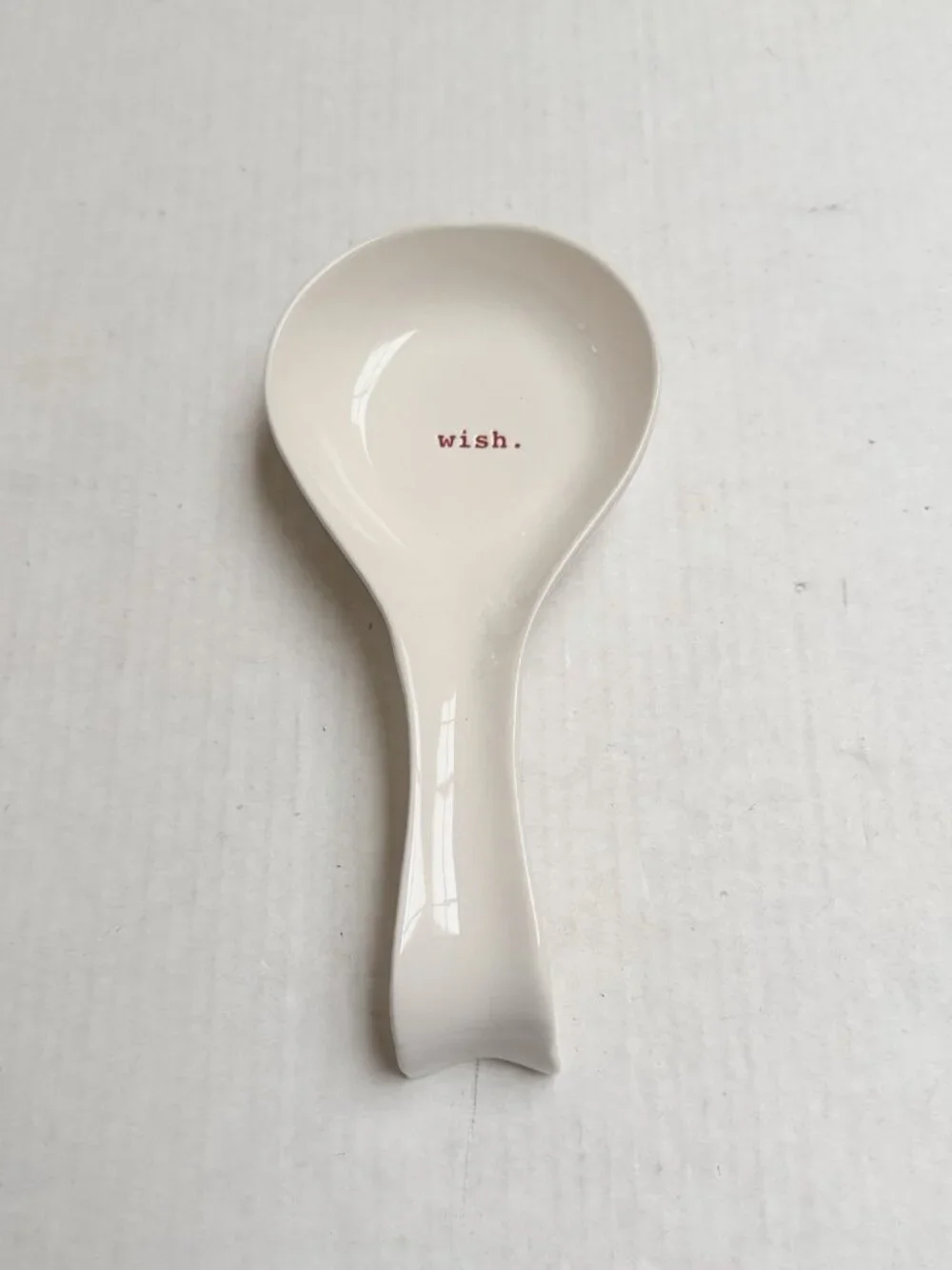 Rae Dunn by Magenta White Ceramic Spoon Rest Wish Decor Kitchen Gift